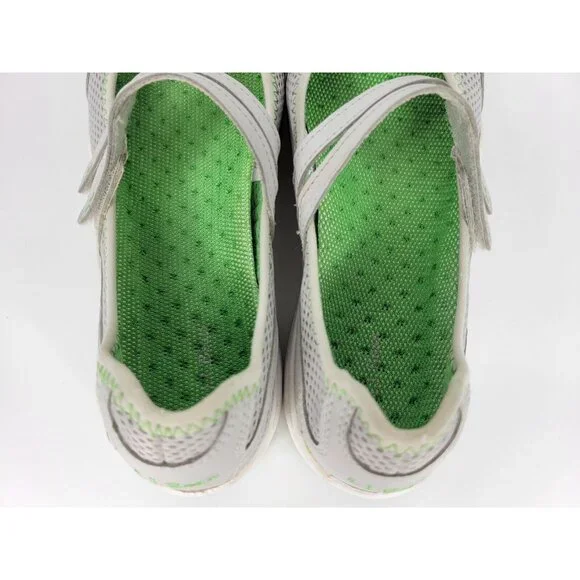 LL Bean Two Strap Mary Jane Shoes Sneakers Womens Size 8 Gray White Green 260976 - Picture 4 of 9